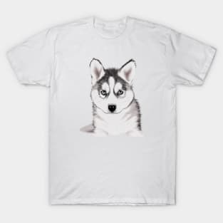 Cute Siberian Husky Drawing T-Shirt